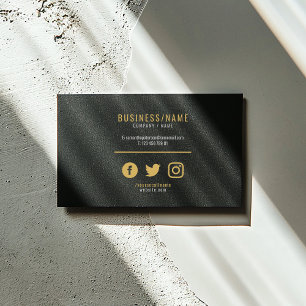 Djärv svart och guld social media professionell visitkort