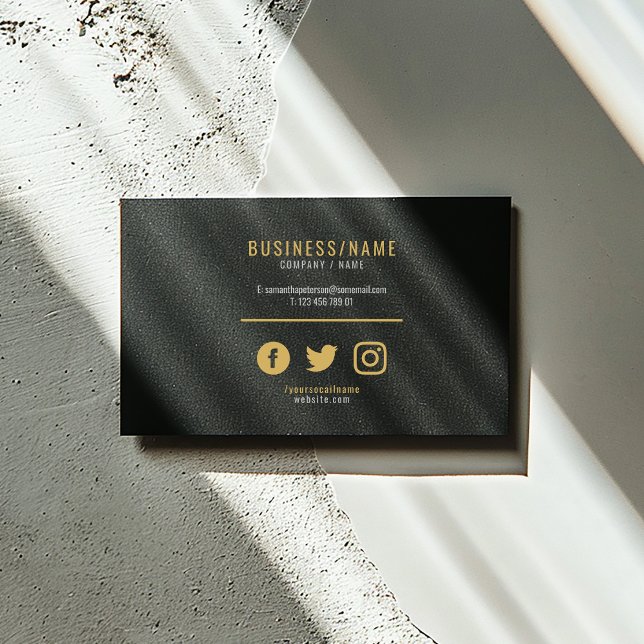 Djärv svart och guld social media professionell visitkort (Skapare uppladdad)