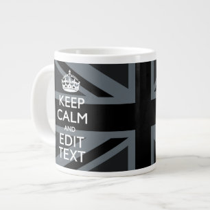 Djärv Svart Svart Keep Calm Din Text Union Jack Jumbo Mugg