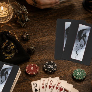 Djärv svart tribal drakar röd blå blommor casinokort