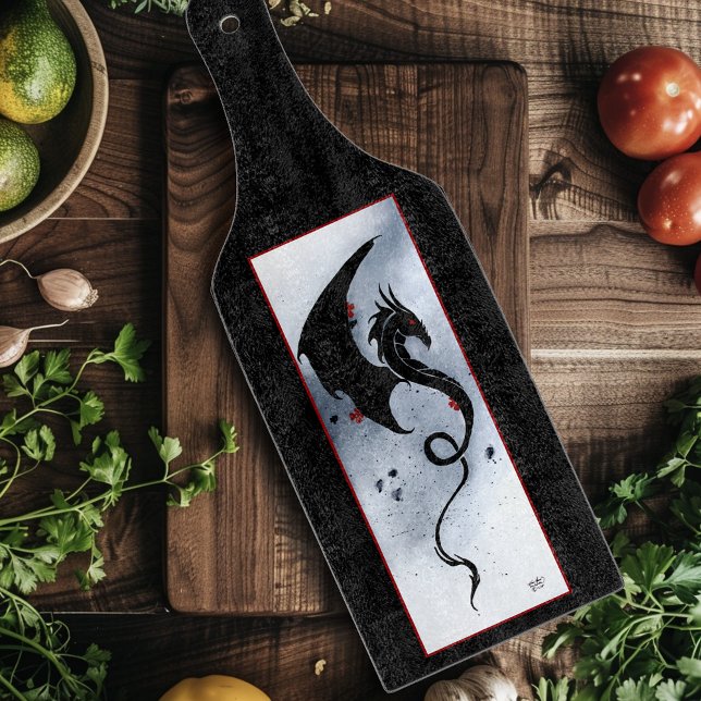 Djärv svart tribal drakar röda blå blommor (Skapare uppladdad)