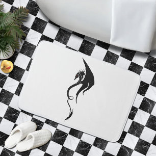 Djärv Svart Vit Tribal Drak Illustrationsdesign Badrumsmatta