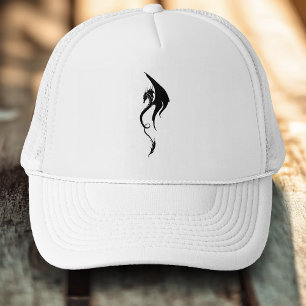 Djärv svart-vit tribal drakillustrationsdesign keps