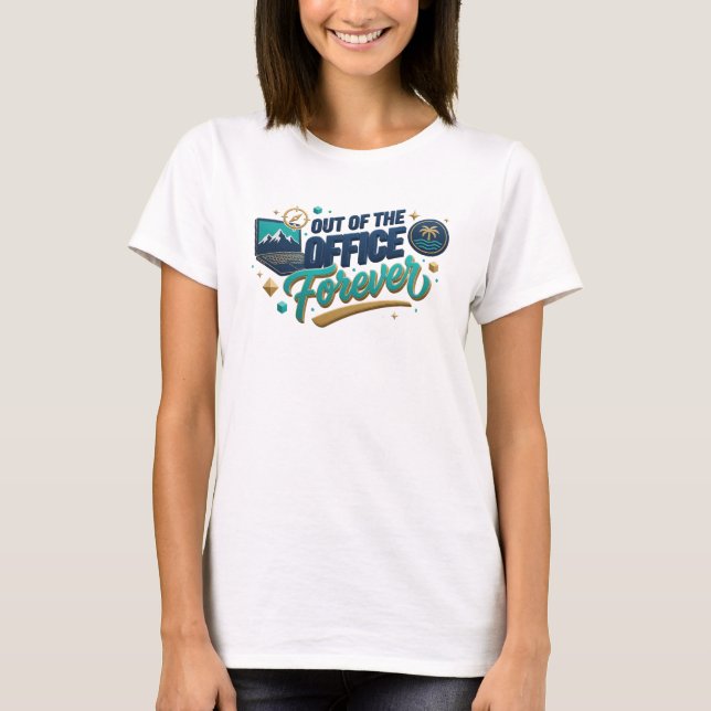 Djärv Teal PÅ SEMESTER Original Design T Shirt (Framsida)