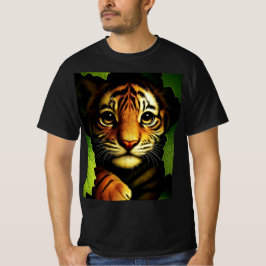 Djärv Tigerunge i Djungelblad | Herr T-shirt