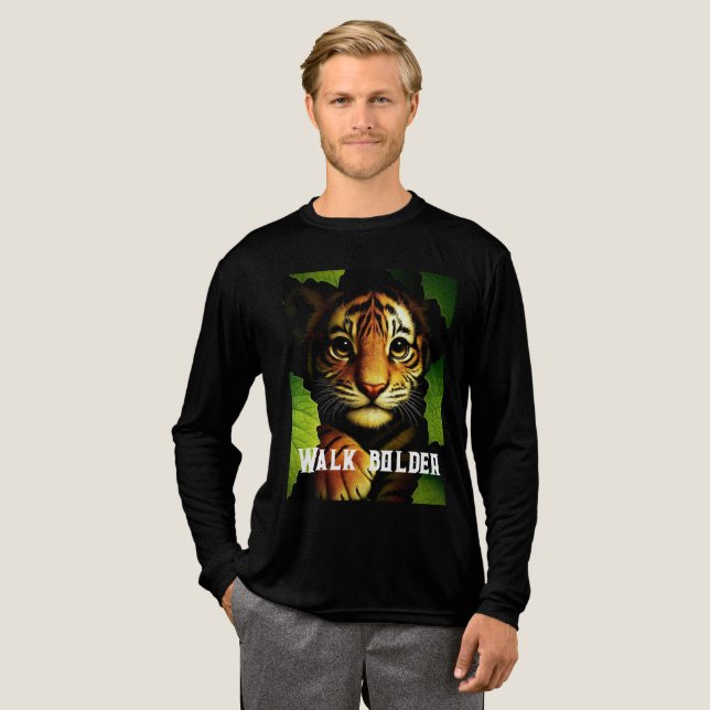 Djärv Tigerunge i Djungelblad | Herr T-shirt (Hel framsida)