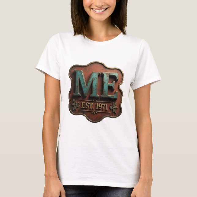 Djärv turkos ME EST 1971 Textdesign T Shirt (Framsida)