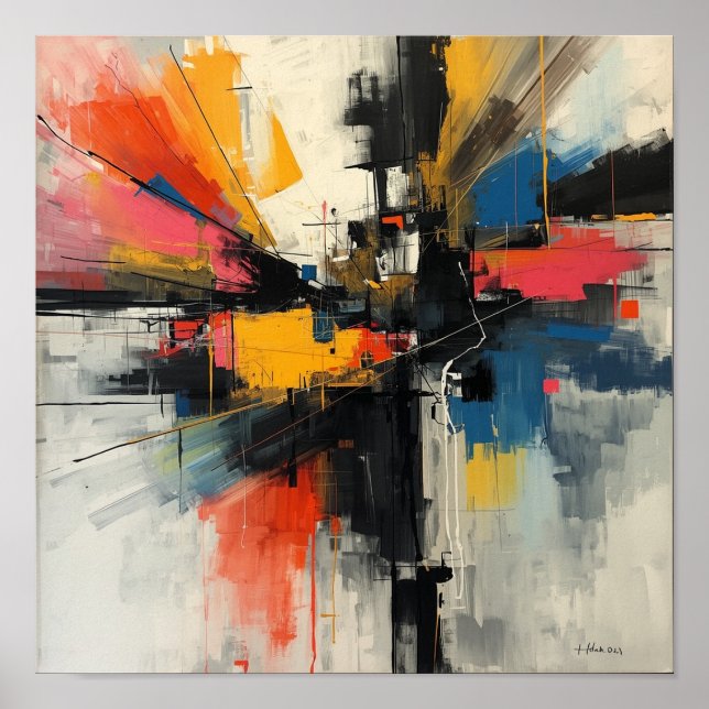 Djärv Urban Abstrakt Expressionistisk Konst Poster (Framsidan)