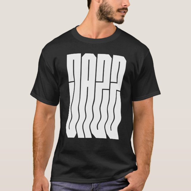 Djärv vågig jazz-logotypdesign t shirt (Framsida)