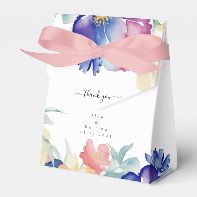 Djärv Vildblomma Boho Blommig Bröllopstält Förvari Presentaskar (Framsidan Sidan)