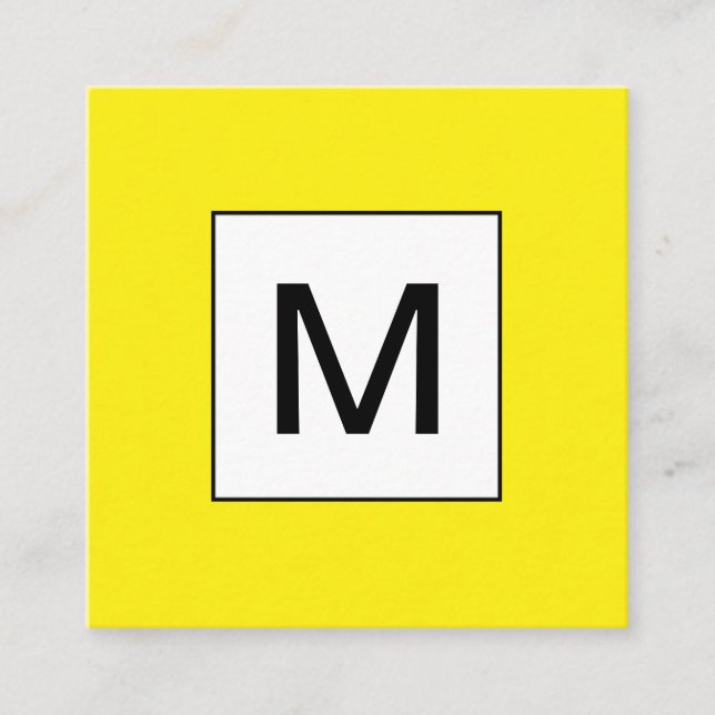 Djärv visitkort för monogramminimalistgult (Framsida)