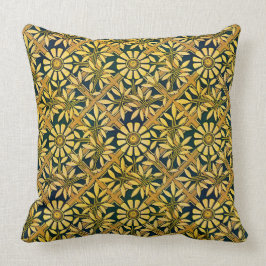 Djärv Zinnia på en spaljé i guld och grönt Kudde