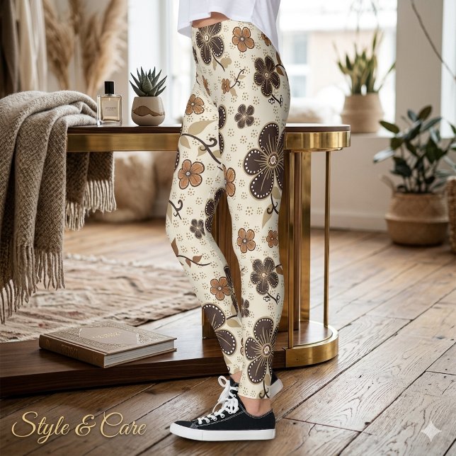 Djärva Abstrakt Blommiga Capri Leggings – Modern B (Bold Abstract Floral Capri Leggings – Modern Bloom)