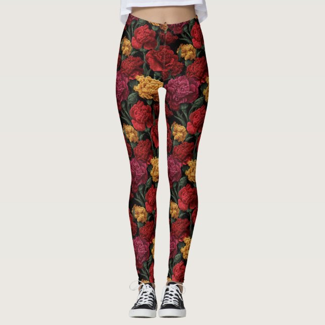 Djärva Anemoner Gnistrar Träning Leggings (Framsida)