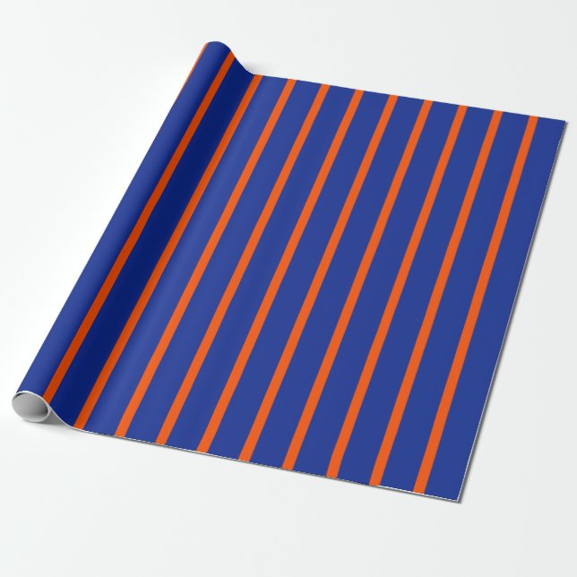 Djärva blå och orangea glest placerade vertikala r presentpapper (Utrullad)