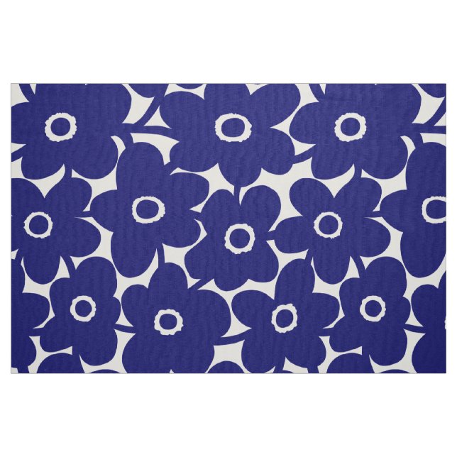 Djärva blommor - djupt marinblått tyg (Fat Quarter)