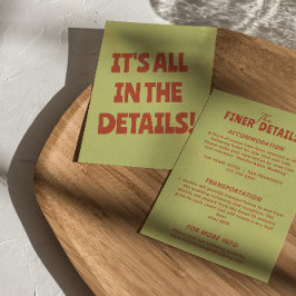 Djärva färgglada Retro Funky Unika Bröllopsdetalje Tilläggskort