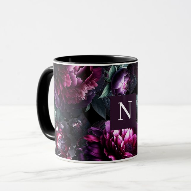 Djärva Humör Blommor Svarta Förtrollade Blomstertr Mugg (Framsida vänster)