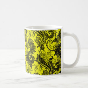 Djärva kulöra Paisley - gult och svart Kaffemugg