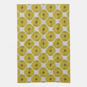 Djärva minimalistiska poppiyellow texturerade blom kökshandduk