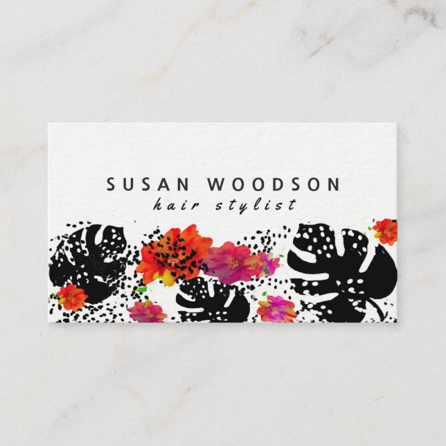 Djärva moderiktiga blom- Monstera pricker det Visitkort (Framsida)