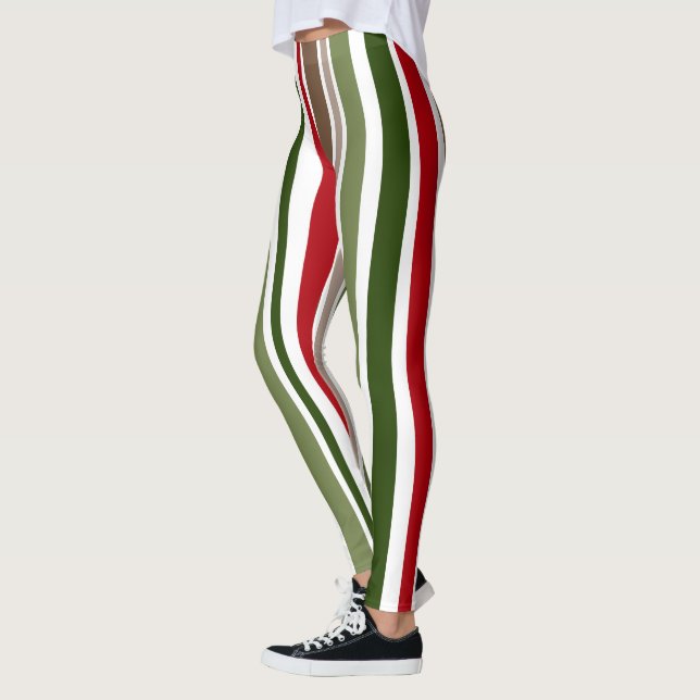 Djärva moderna färgglada ojämna ränder semestersti leggings (Vänster)
