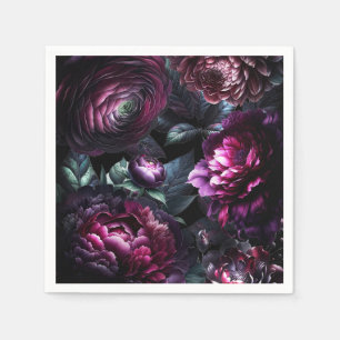 Djärva Moody Blommor Svarta Förtrollade Blommiga B Pappersservett