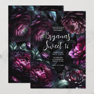 Djärva Moody Blommor Svarta Förtrollade Blommiga S Inbjudningar