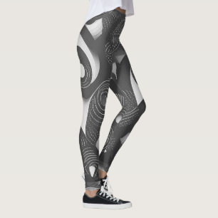Djärva och Dynamiska: Grå & Vita Abstrakt Leggings