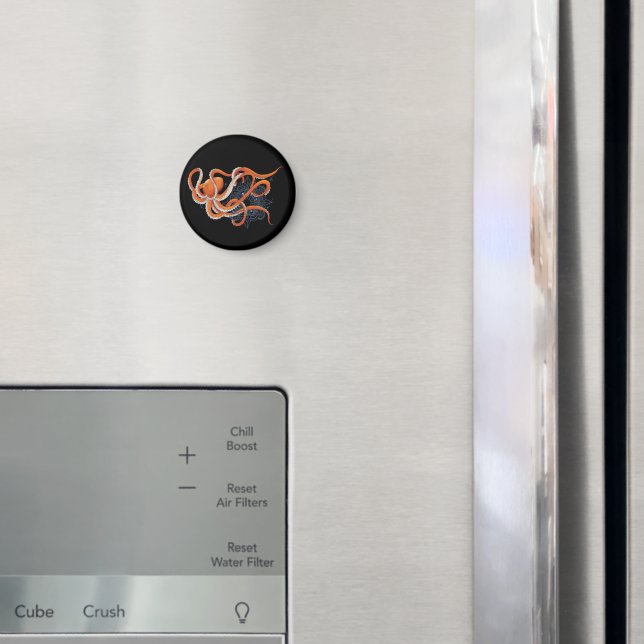 Djärva Orange Förtrollande Bläckfisk Mandala  Magnet (In Situ (Fridge))