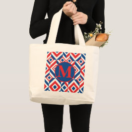 Djärva patriotiska färger anpassad monogram-handvä jumbo tygkasse