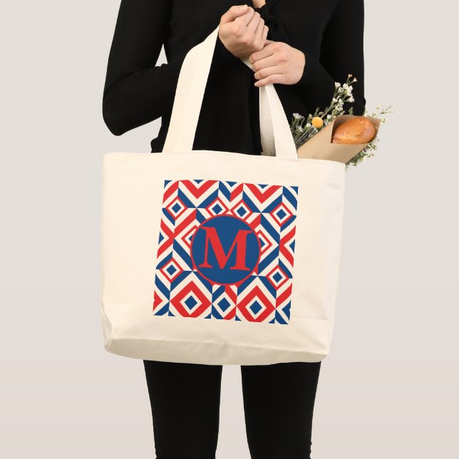 Djärva patriotiska färger anpassad monogram-handvä jumbo tygkasse (Framsida (produkt))