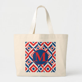 Djärva patriotiska färger anpassad monogram-handvä jumbo tygkasse