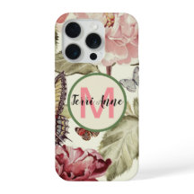 Djärva peonblommor och fjärilar med monogram