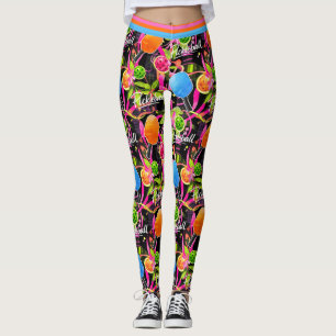 Djärva Pickleball-Paddlar & Blommor Leggings