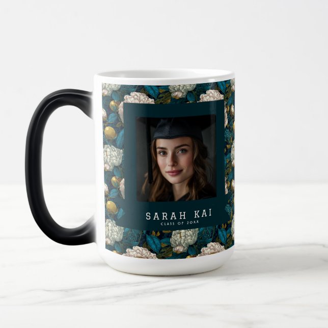 Djärva pioner blomma examenspresent magisk mugg (Vänster)