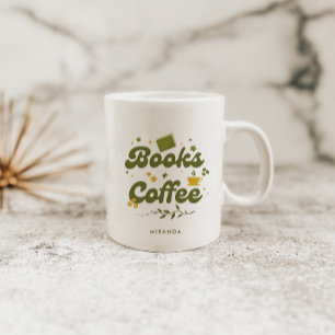 Djärva Retro Blommiga Böcker & Kaffe Bokälskare Ka Kaffemugg