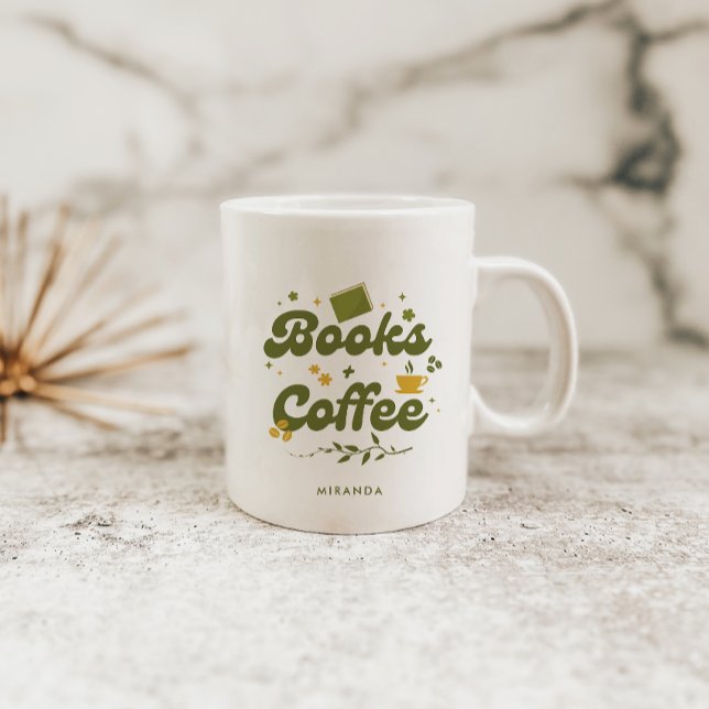 Djärva Retro Blommiga Böcker & Kaffe Bokälskare Ka Kaffemugg (Skapare uppladdad)