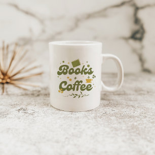 Djärva Retro Blommiga Böcker & Kaffe Bokälskare Kaffemugg