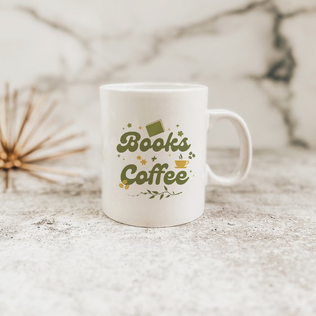 Djärva Retro Blommiga Böcker & Kaffe Bokälskare Kaffemugg (Skapare uppladdad)
