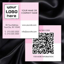 Djärva rosa vita Gingham-rutor Logo QR-kod