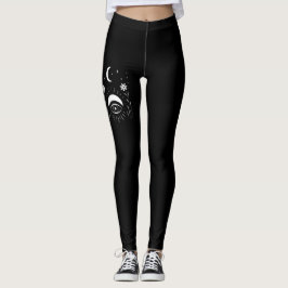 Djärva Svarta och Vita Ögon Boho Leggings