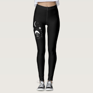 Djärva Svarta och Vita Ögon Boho Leggings