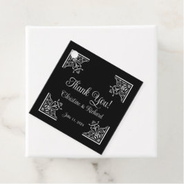 Djärva svarta och vita vintage bröllop "Tack" Gåvor Etiketter