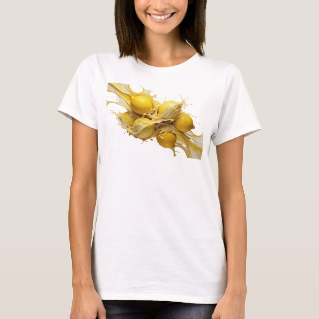 Djärva & vackra gyllene abstrakta citroner t shirt (Framsida)