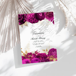 Djärva varmgröna och guldblommiga Quinceañera-foto Inbjudningar