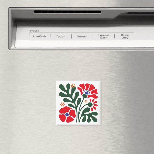 Djärvt abstrakt blomster-magnet med vallmomönster magnet (In Situ (Dishwasher))
