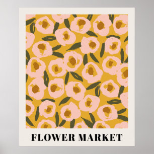 Djärvt bläckigt blomster mönster Handritad botan Poster
