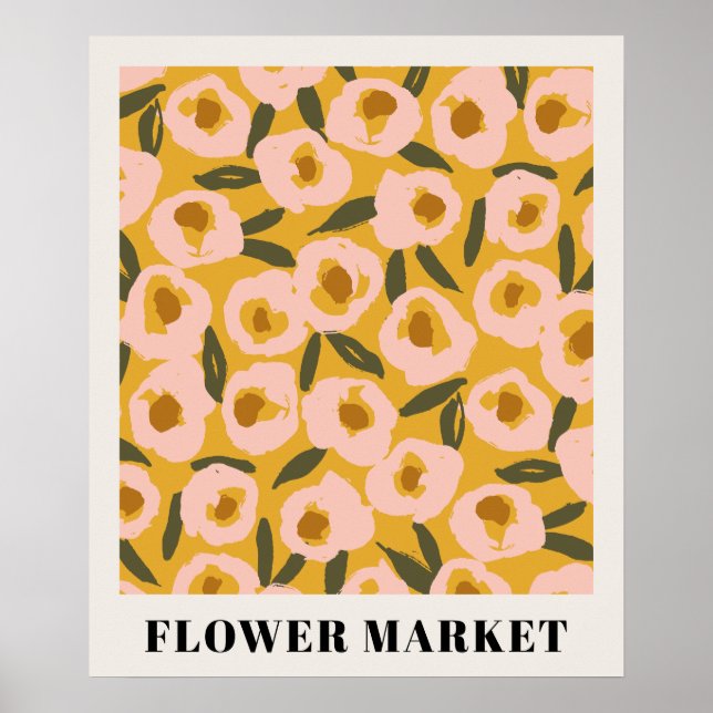 Djärvt bläckigt blomster mönster | Handritad botan Poster (Framsidan)