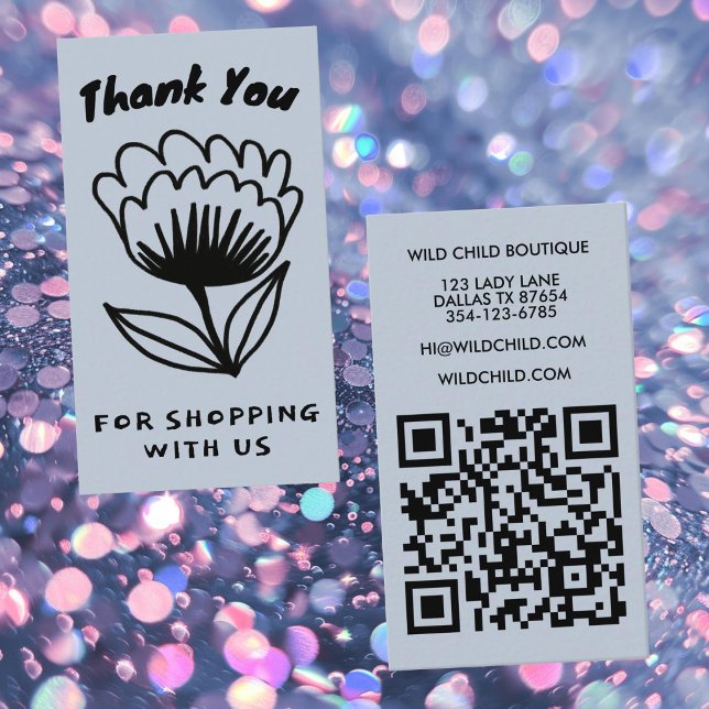 DJÄRVT BLOMSTRANDE ORDER TACK Minimal Blomma QR-ko Visitkort (BOLD BLOOM ORDER THANK YOU Minimal Floral QR code Business Card
)